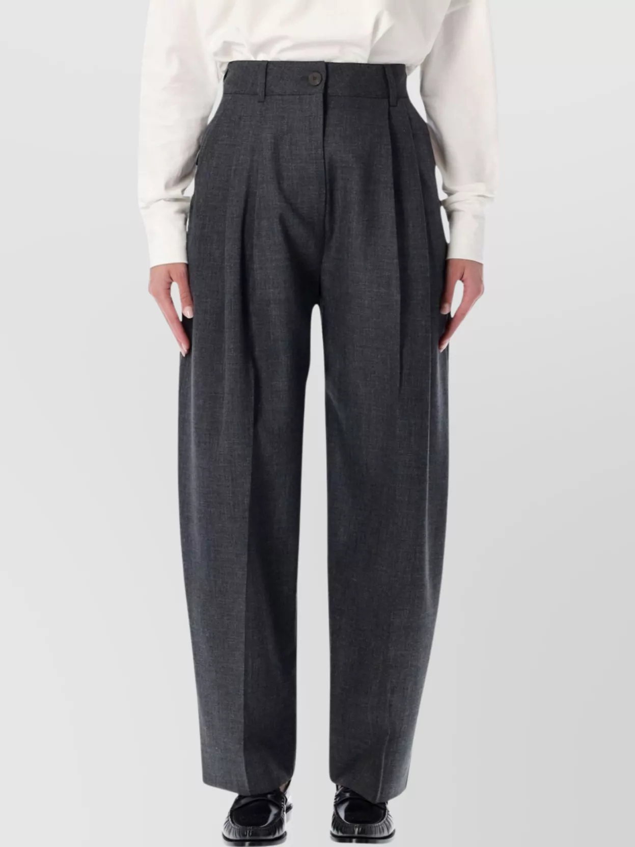 Studio Nicholson Pleated Trousers With Pockets And Loops In Black