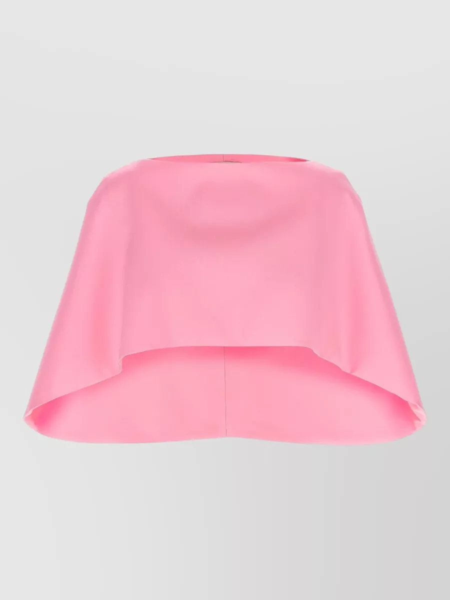 Alberta Ferretti Silk Cropped Boat Neck Cape
