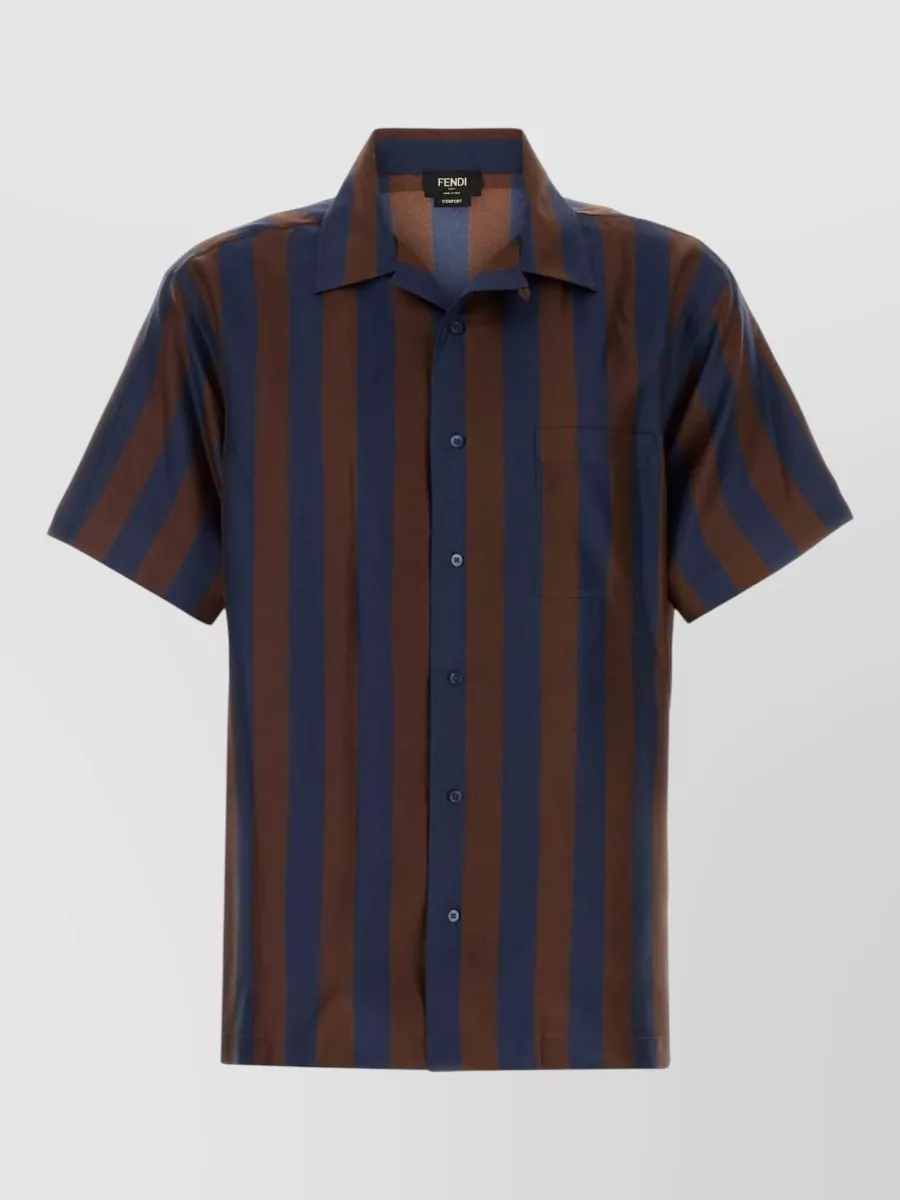 Fendi Silk bowling-collar short-sleeve printed shirt