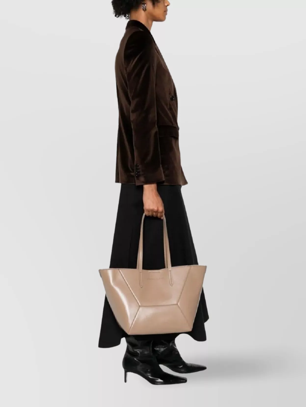 Brunello Cucinelli Geometric Panel Shoulder Bag With Top Handles In Neutral