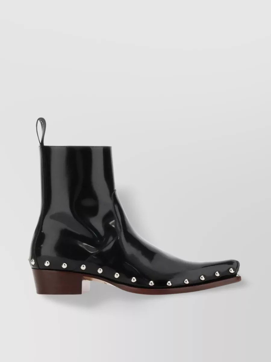 Shop Bottega Veneta Studded Ripley Ankle Boots In Black