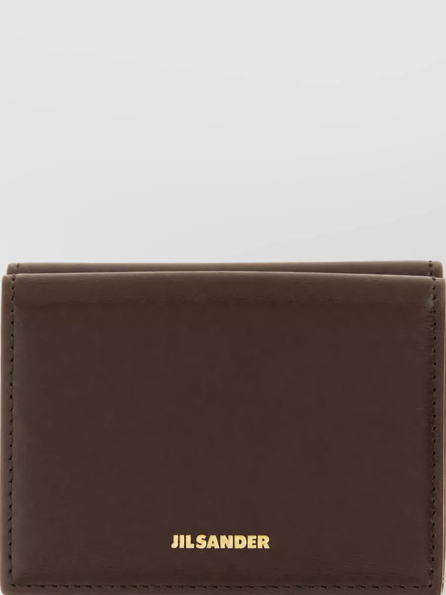 Jil Sander Leather Mini Wallet In Burgundy