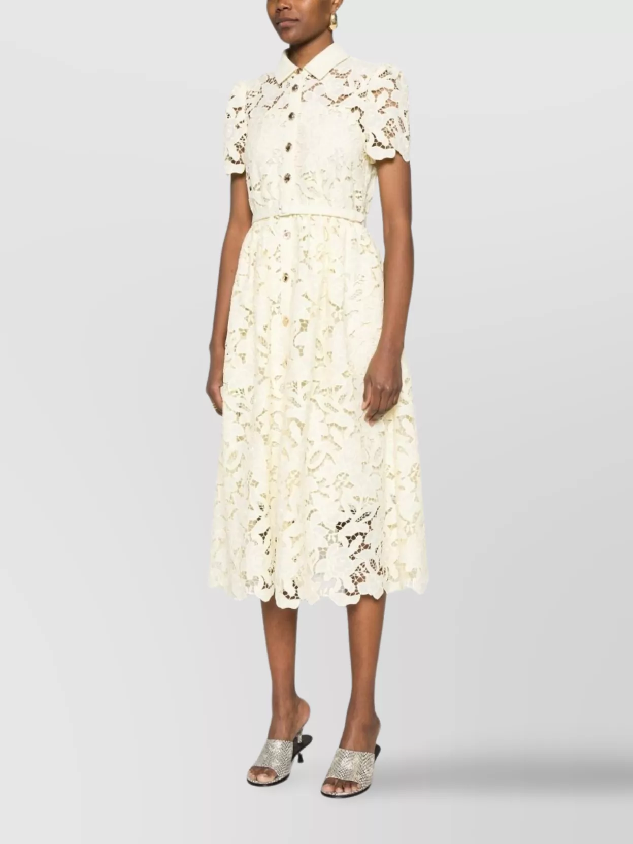 Self-Portrait Lace Collared Midi Dress