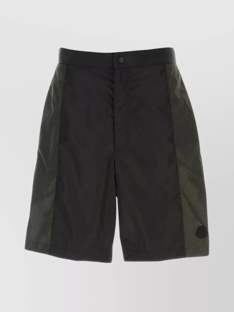 Shop Moncler Born To Protect Bermuda Shorts With Side Panels In Black