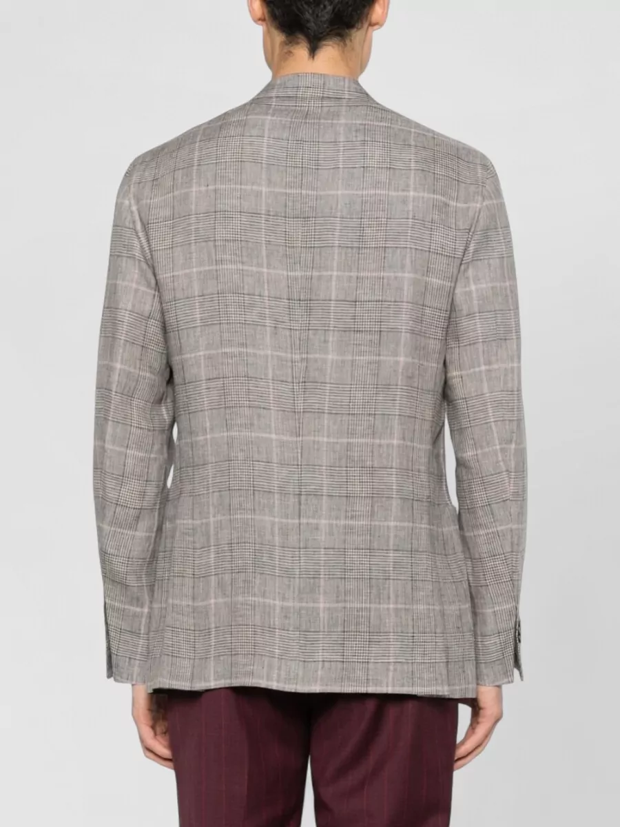 Boglioli Linen Checked Double-Breasted Blazer