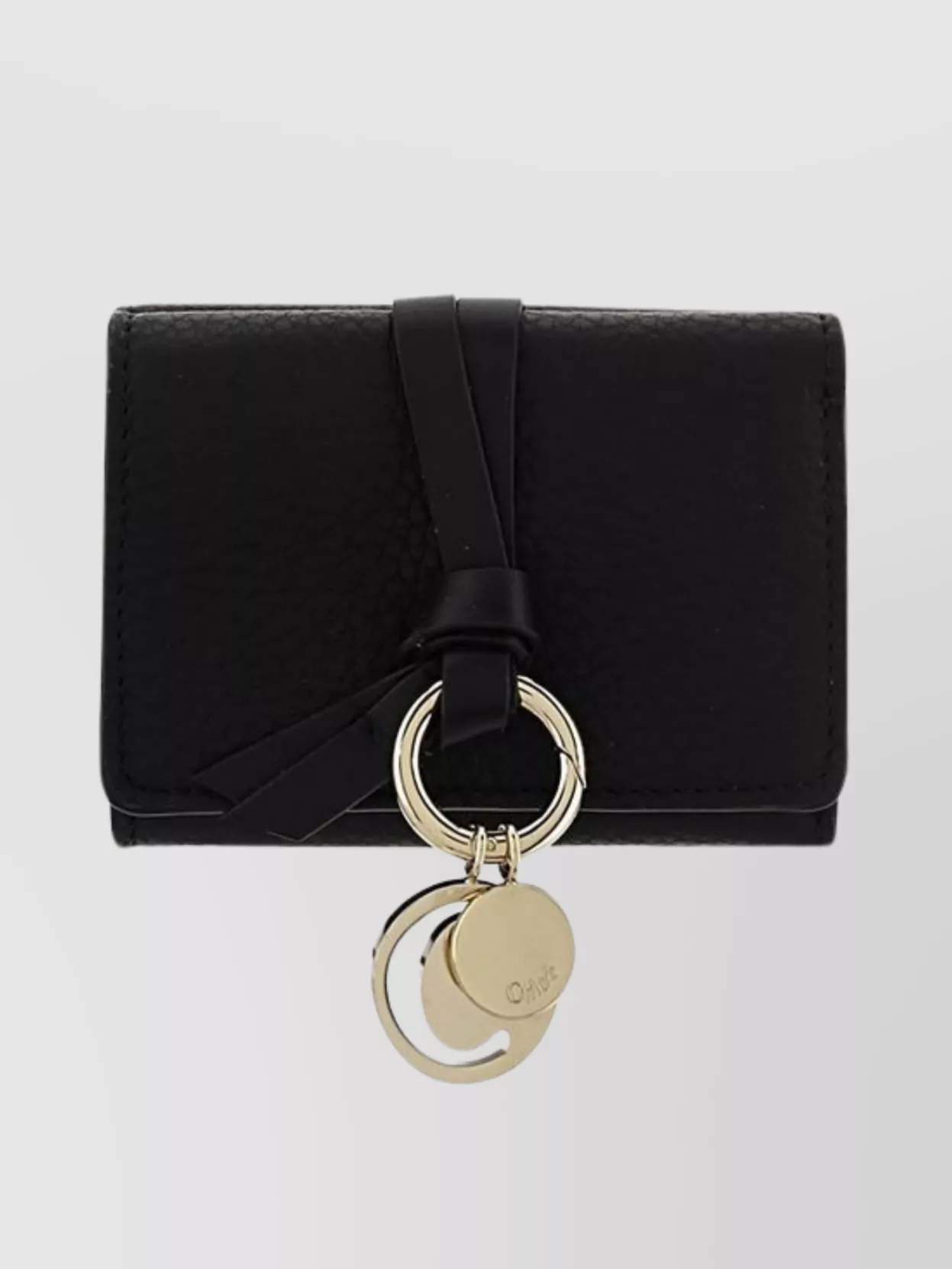 Shop Chloé Leather Alphabet Wallet Gold Charm Detail