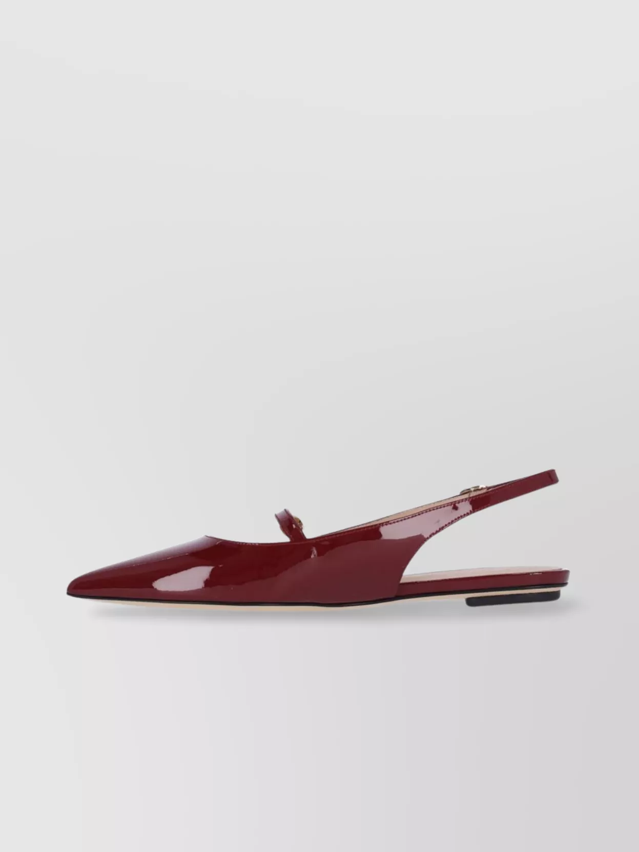 Stuart Weitzman Buckle Patent Pointed Toe Ballerina Flats