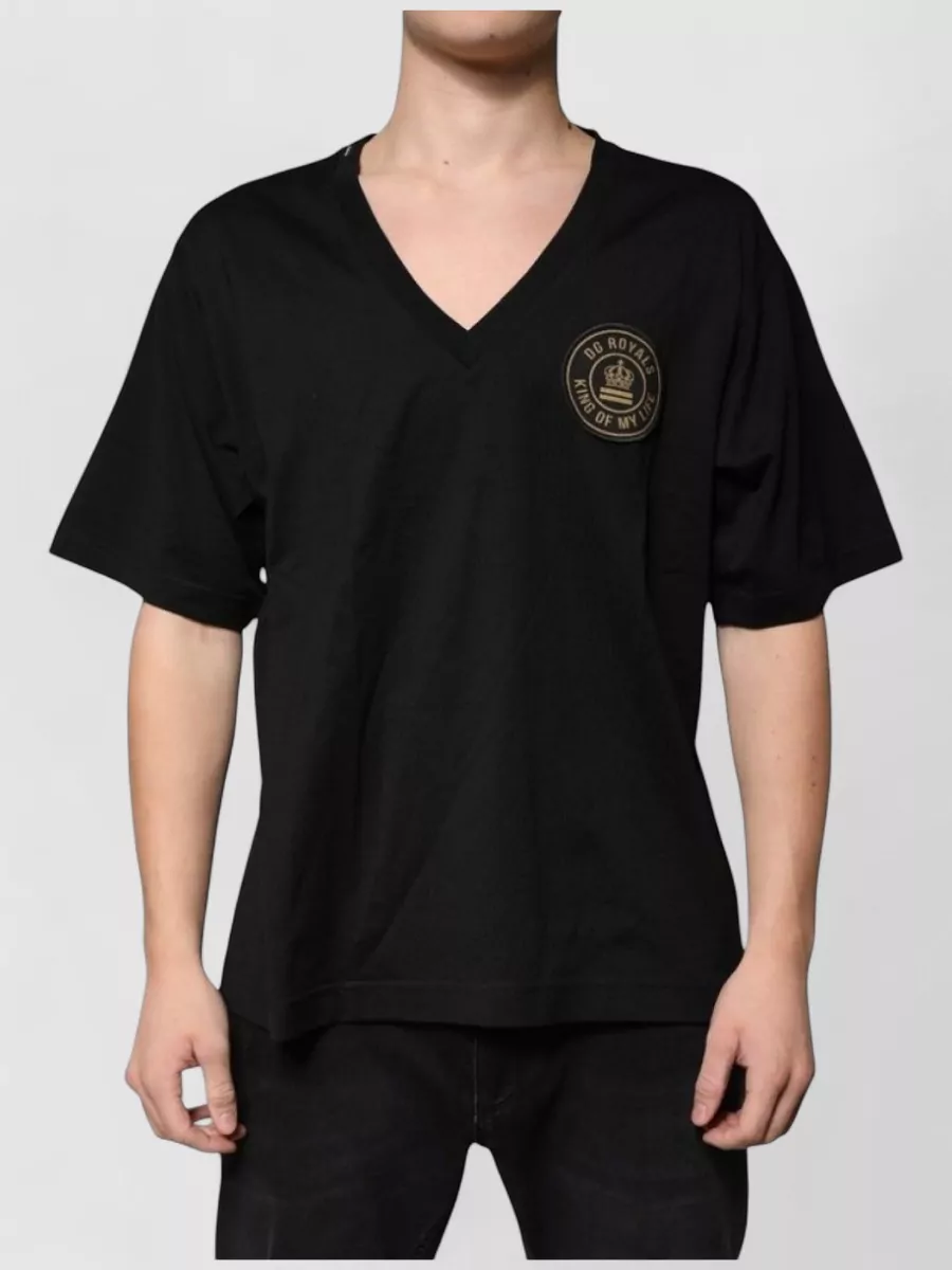 Dolce&Gabbana Cotton logo-embroidered v-neck short-sleeve t-shirt