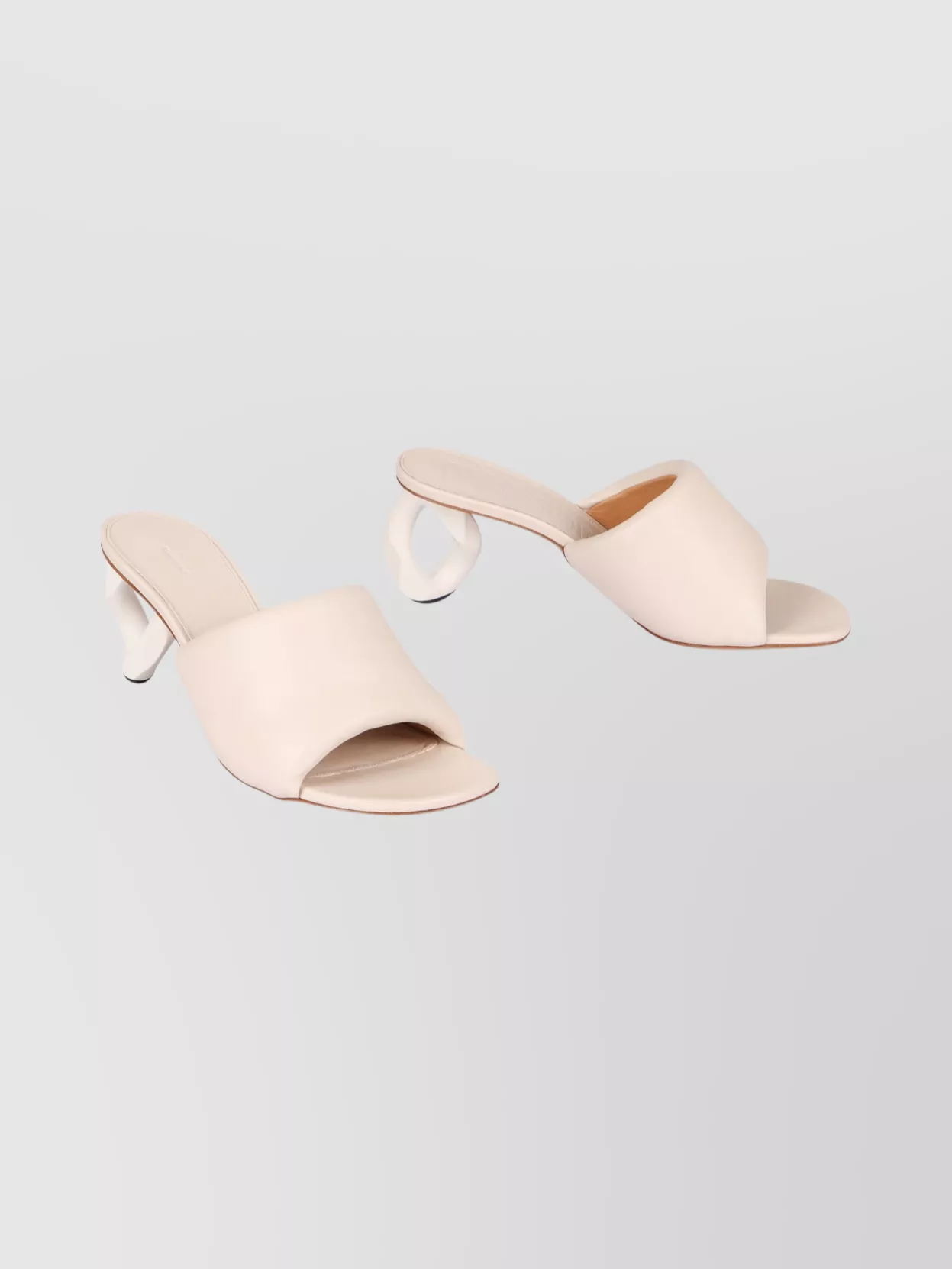 Jw Anderson Sculptural Heel Open Toe Leather Mules In Pink