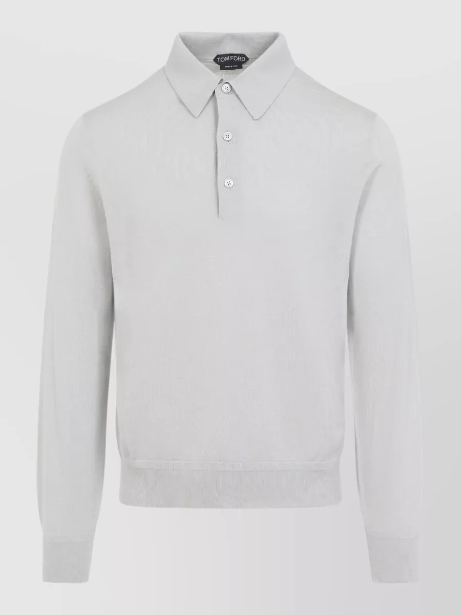 Tom Ford Cashmere Silk Long-Sleeve Polo Shirt