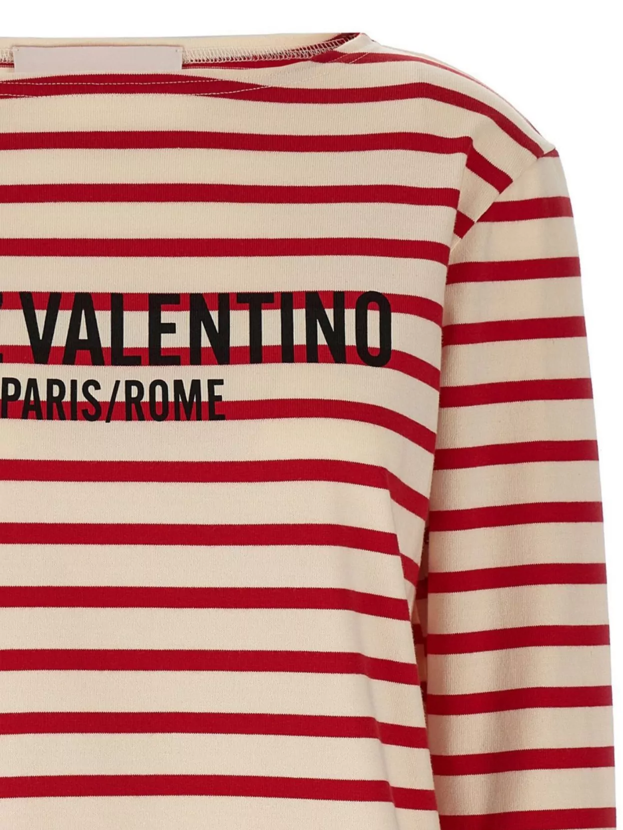 Valentino Womens Avorio Rosso Striped Brand-print Cotton-jersey T-shirt