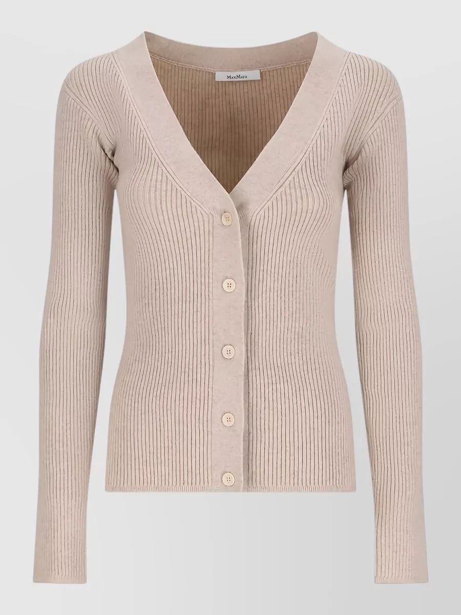 Max Mara cashmere wool ribbed v-neck cardigan