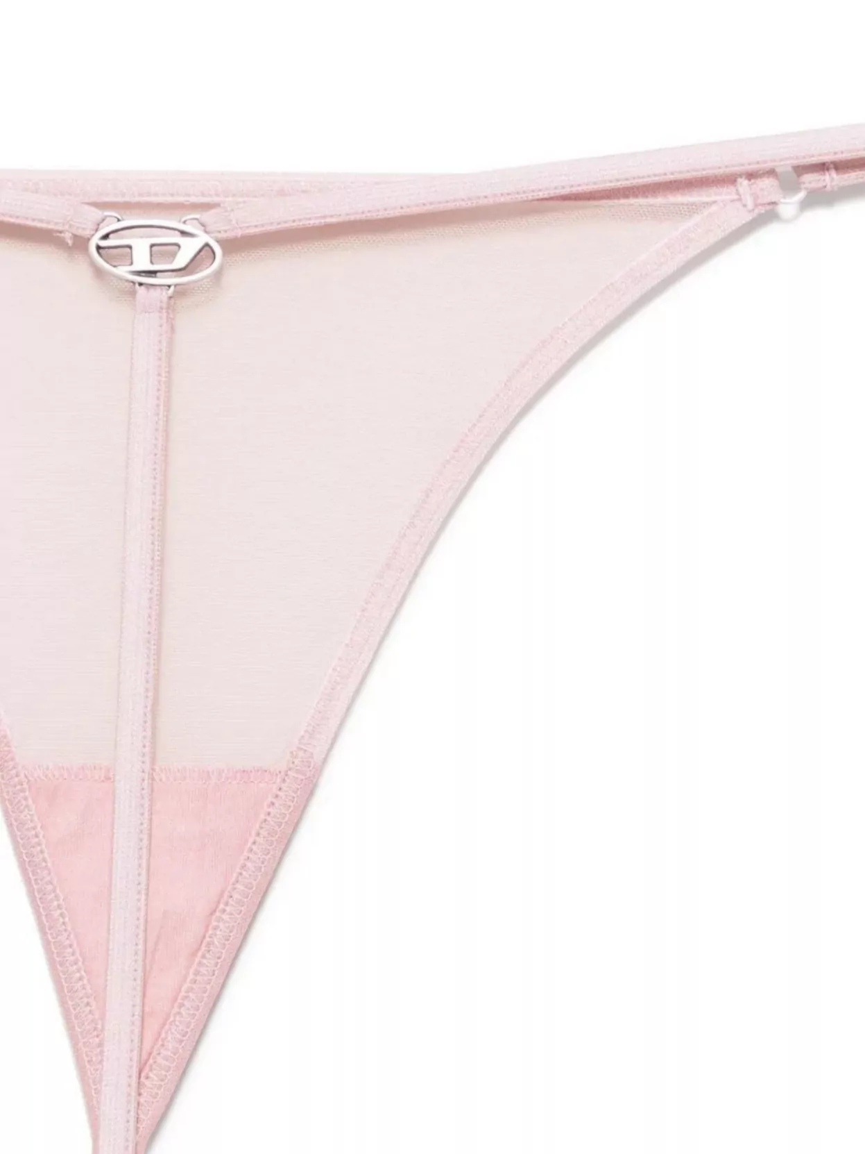DIESEL METAL PLATE THONG IN SHEER NYLON 