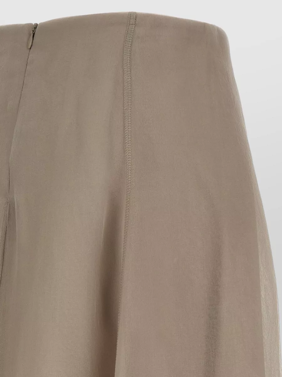 Brunello Cucinelli High Waist A Line Skirt Sheer Overlay