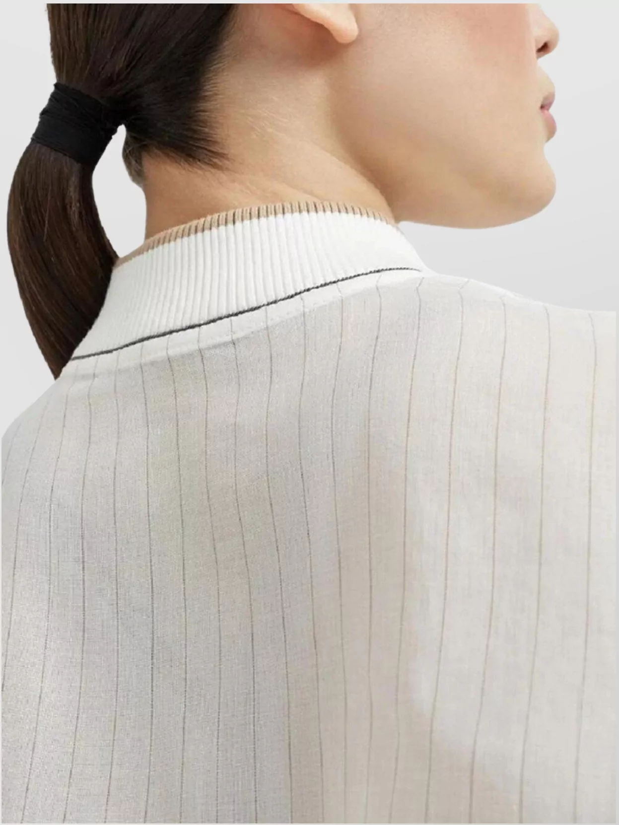 Brunello Cucinelli Striped Bomber Jacket Chain Detail