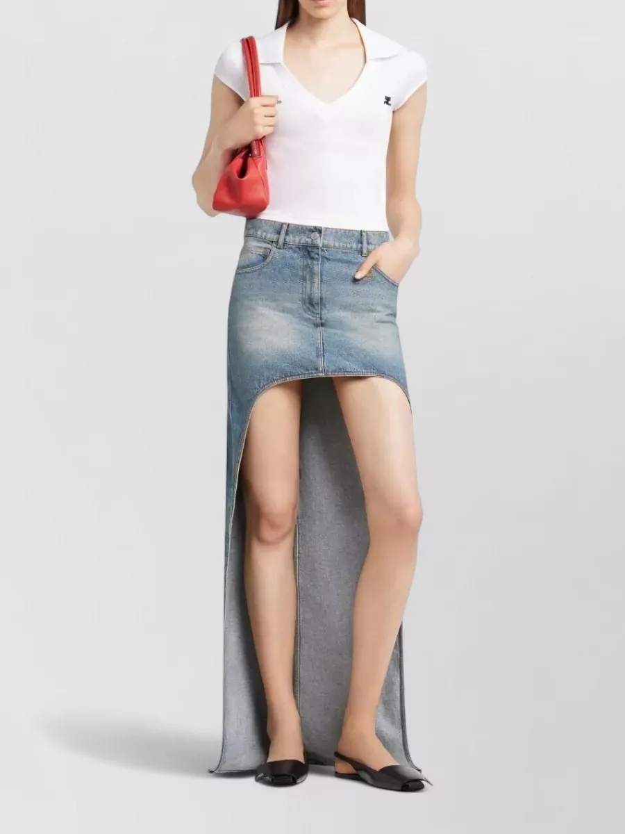 Courrèges Cropped Polo Top Short Sleeves V Neck