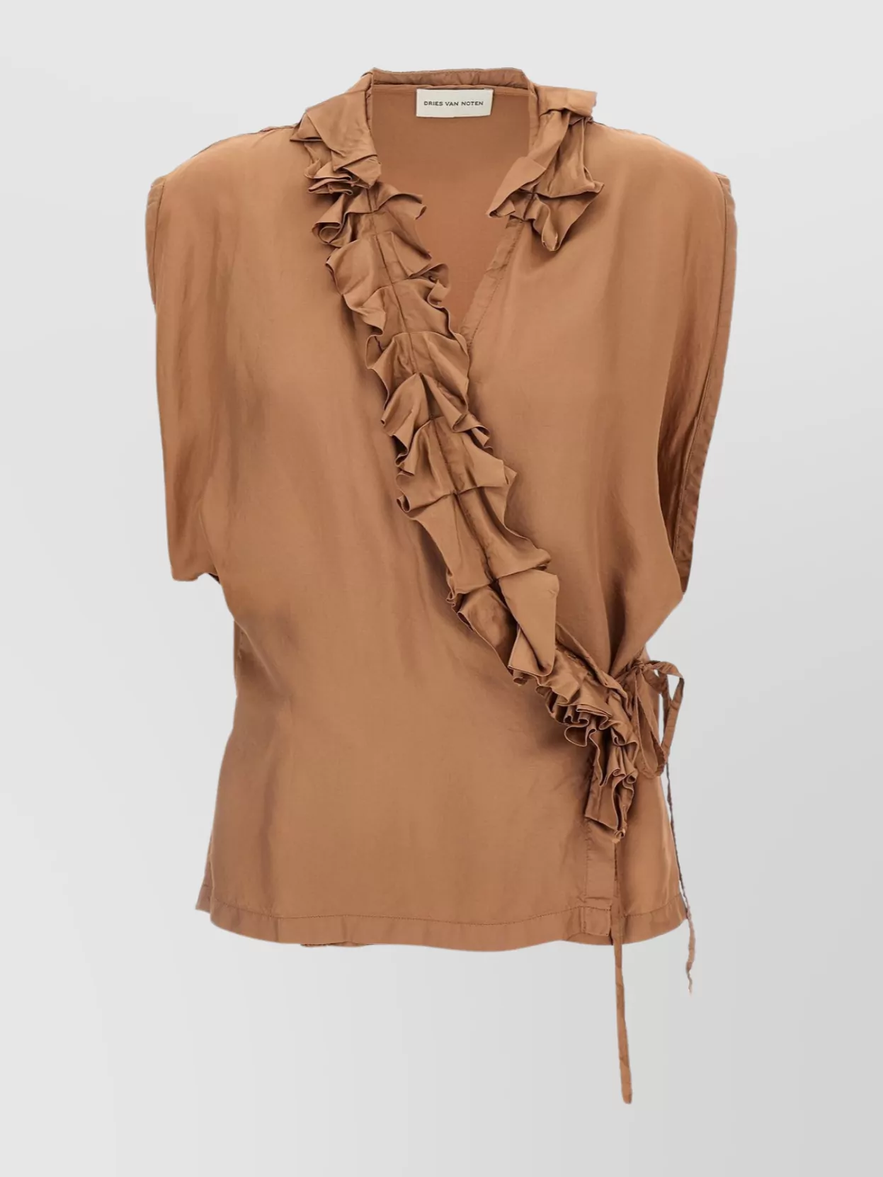 Dries Van Noten Ruffled Sleeveless Top Tie Waist