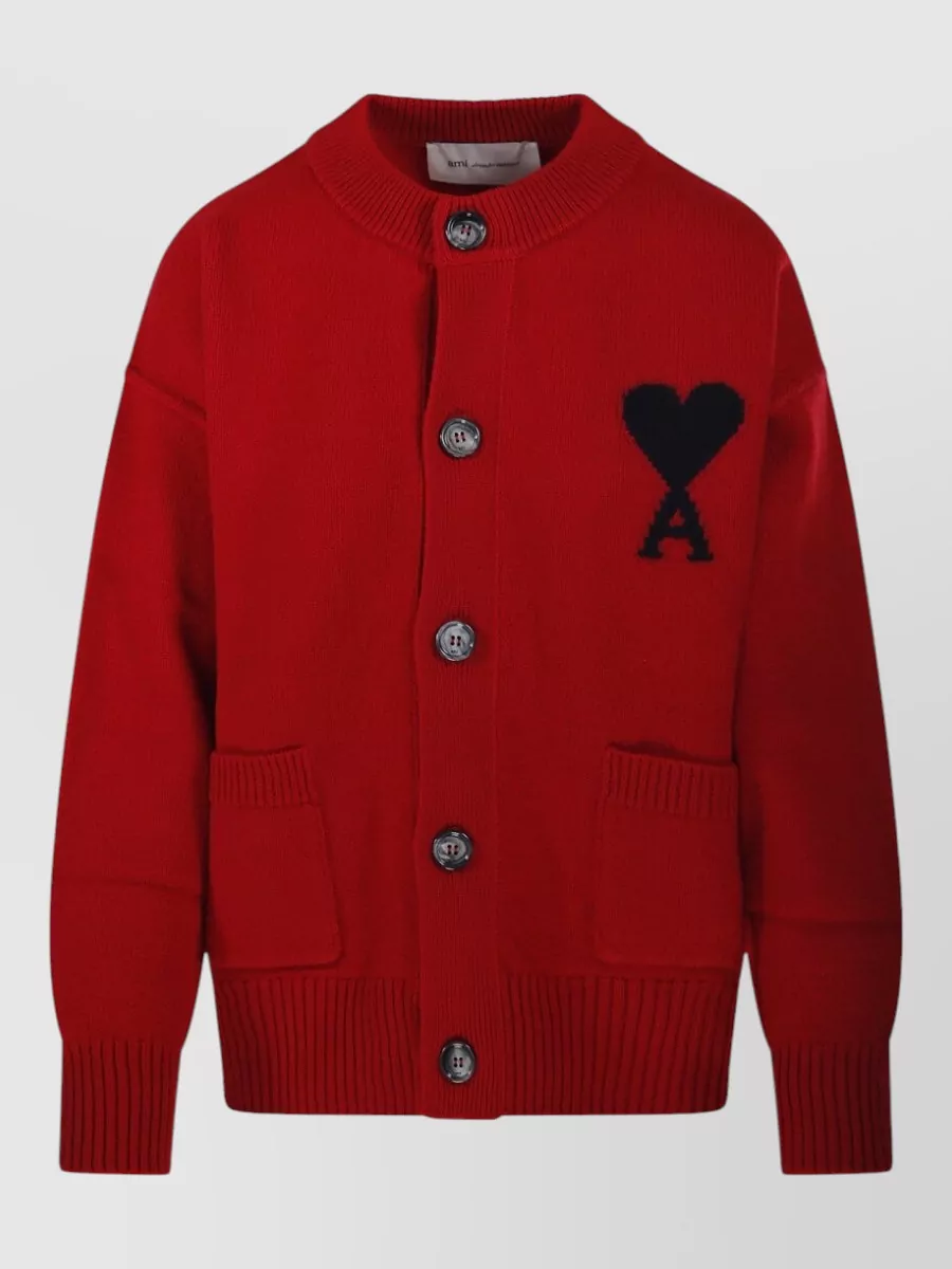 Ami Alexandre Mattiussi Wool Crewneck Cardigan