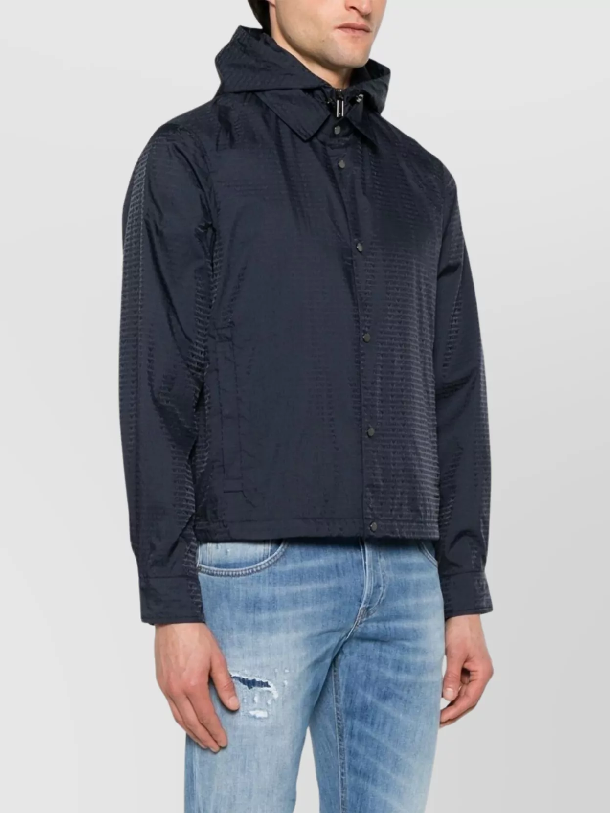 Emporio Armani Men's Blouson With Internal Nylon Bib Jacquard All-over Lettering