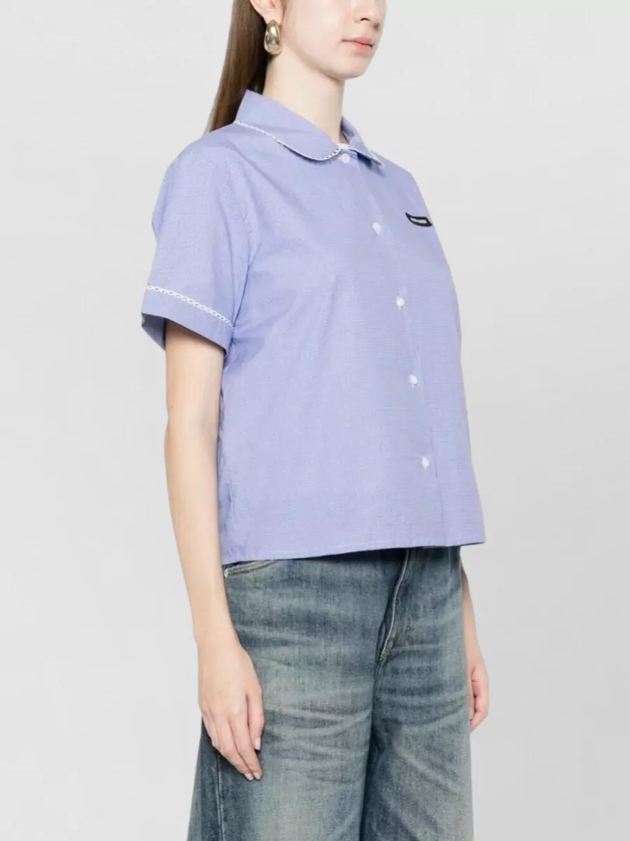 Miu Miu Gingham Cotton Short-Sleeve Shirt
