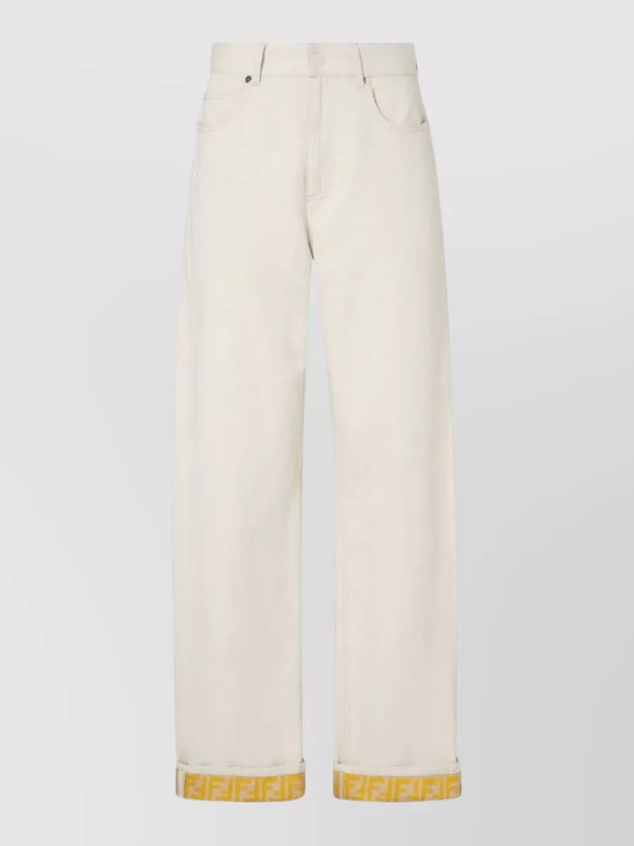 Fendi denim high-rise wide-leg straight jeans
