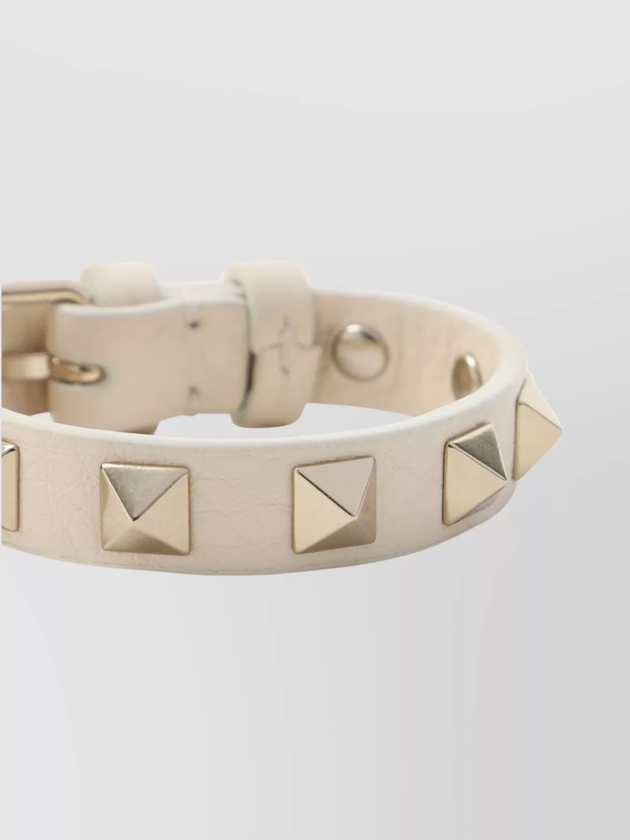 Valentino Garavani Leather Studded Bracelet Metal Accents Adjustable