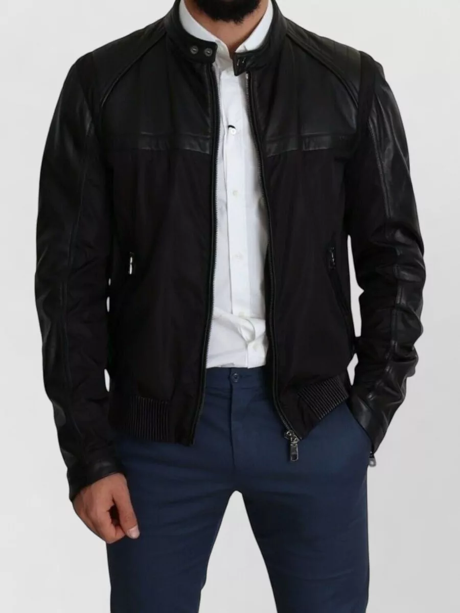 Dolce&Gabbana leather trim bomber jacket