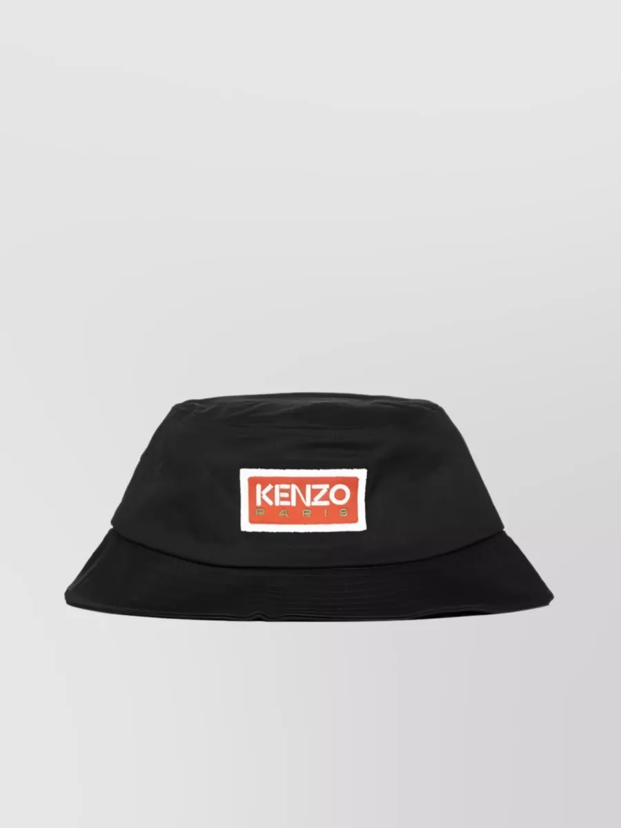 Shop Kenzo Logo Embroidered Bucket Hat In Black