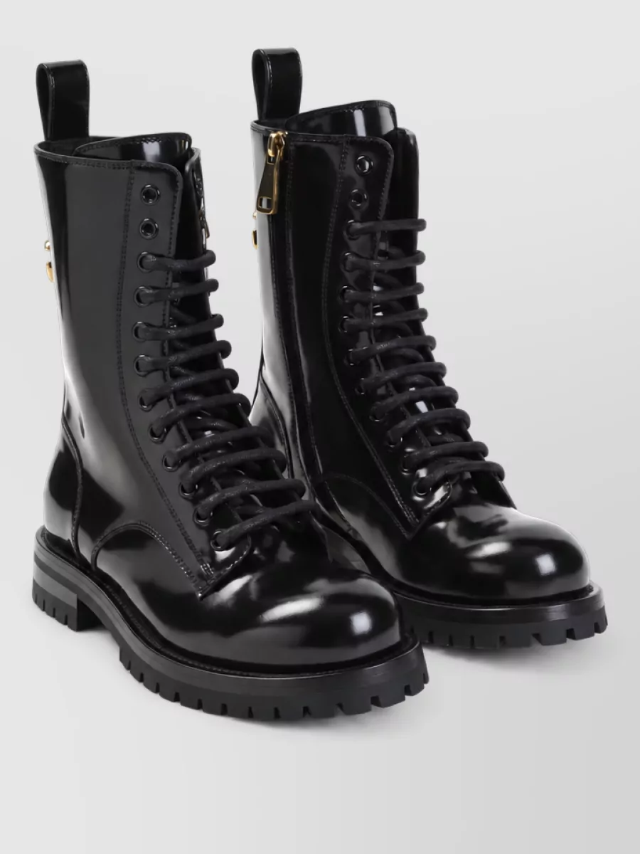 Dolce&Gabbana leather combat lace-up boots