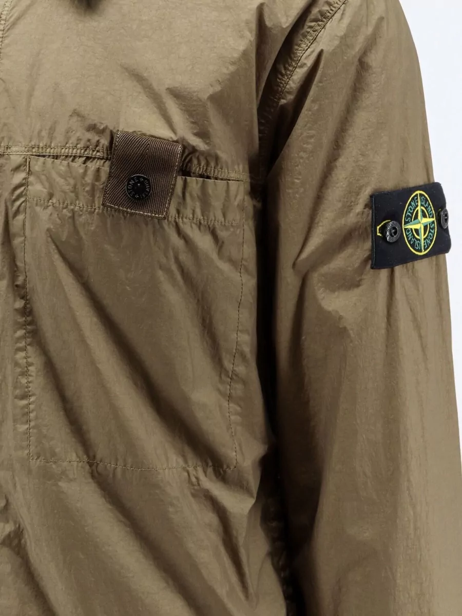 Stone Island Crinkled Single Breasted Coat