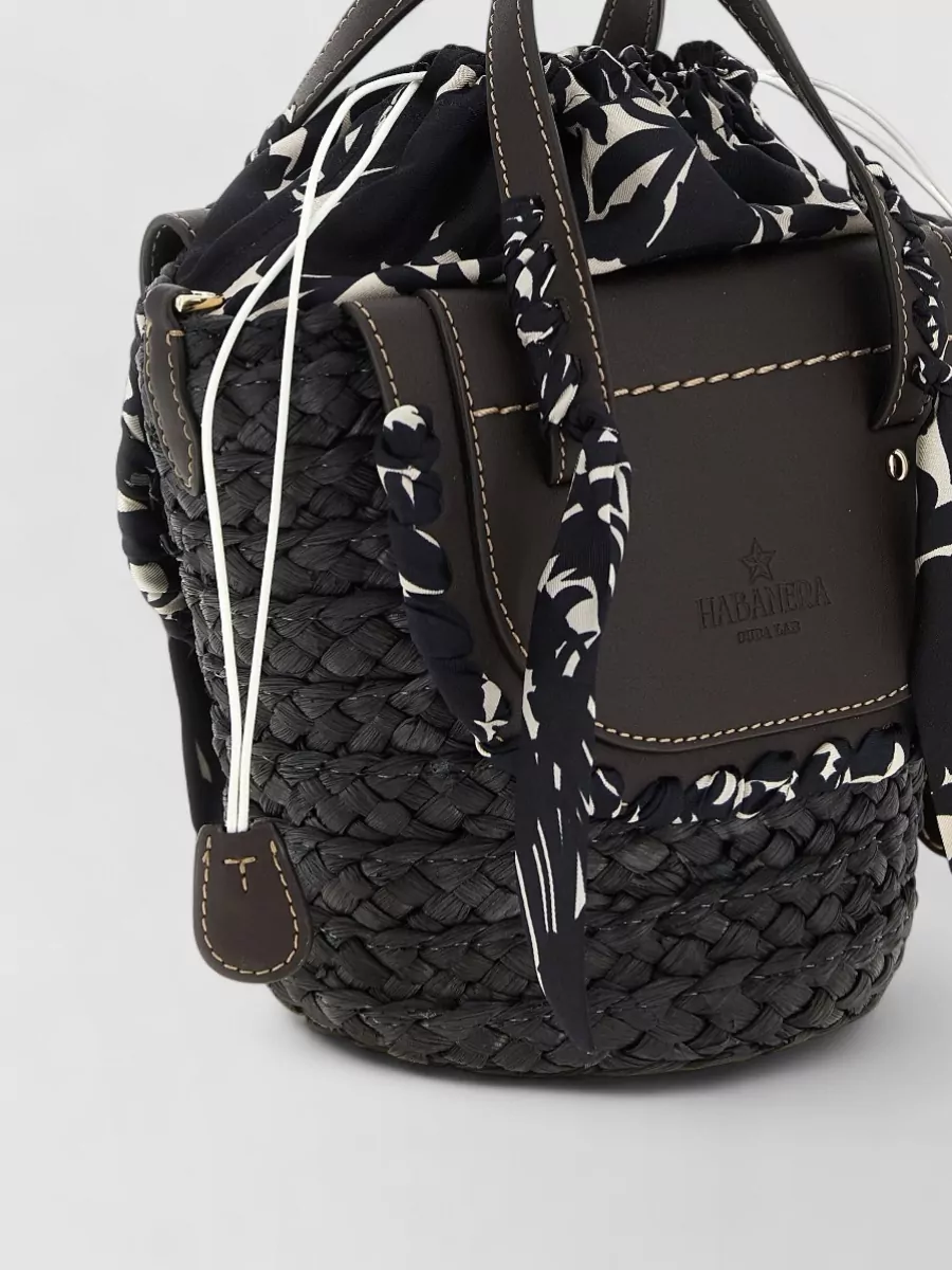 Cuba Lab Silk Leather Linen Bucket Bag