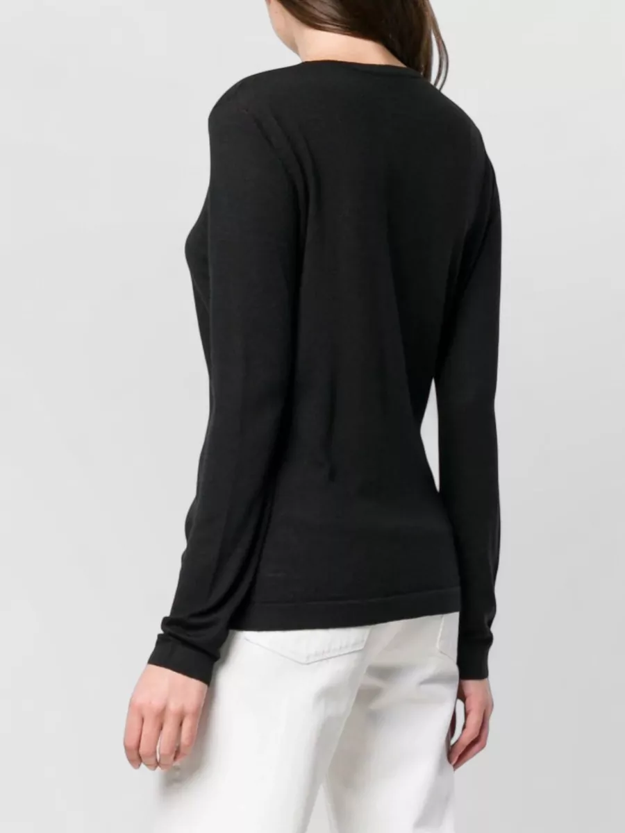 La Rose Merino Wool Round Neck Long-Sleeve Cardigan