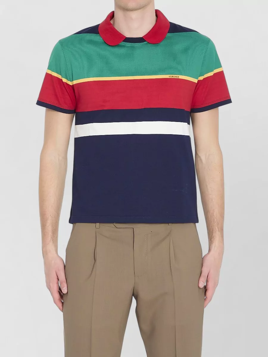 Versace striped cotton polo shirt