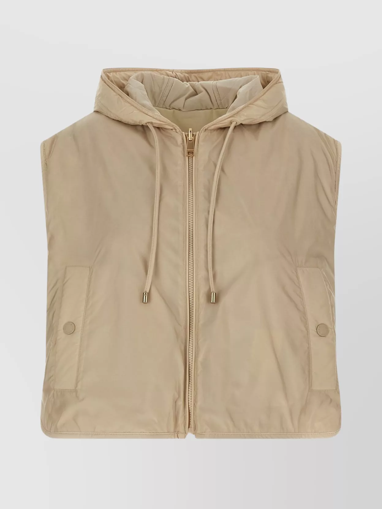 Weekend Max Mara Reversible Quilted Hooded Vest Drawstring In Brown
