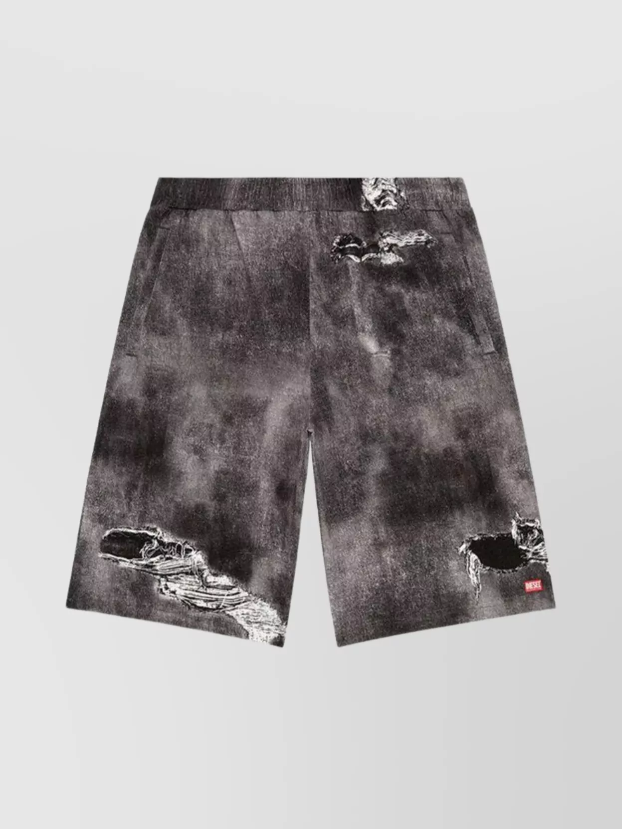 Diesel Distressed Knee Length Shorts With Elastic Waistband