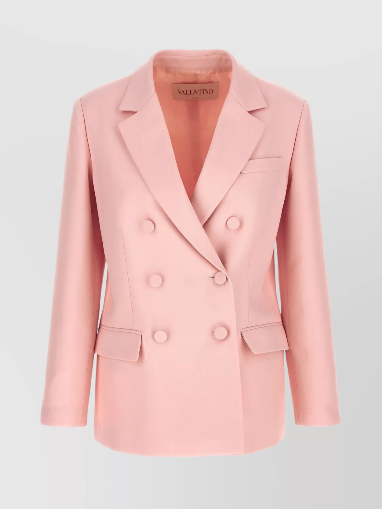 Valentino Double-breasted Blazer Featuring Structured Shoulders In Pink