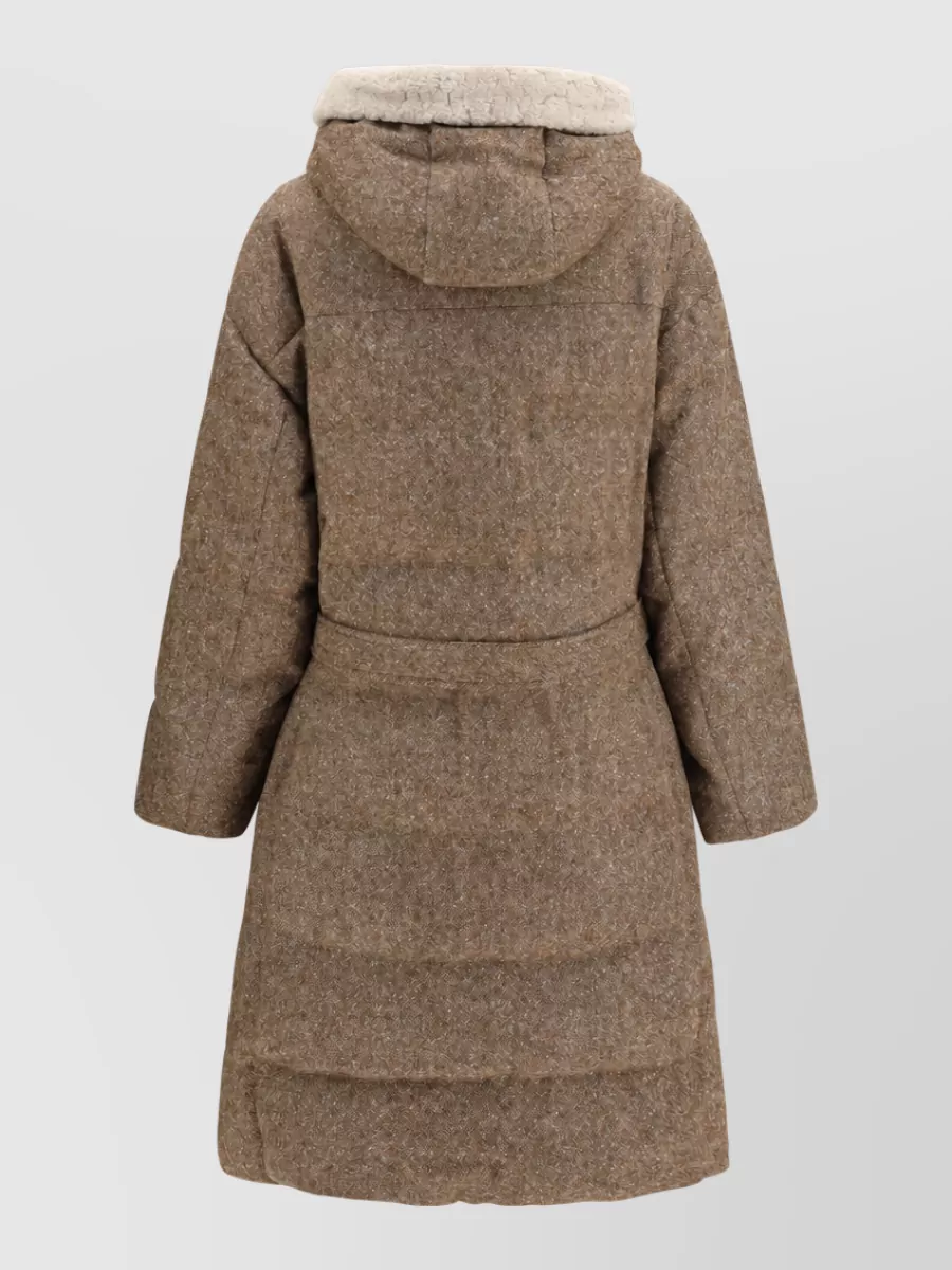 Brunello Cucinelli Wool Belted Long Puffer Coat