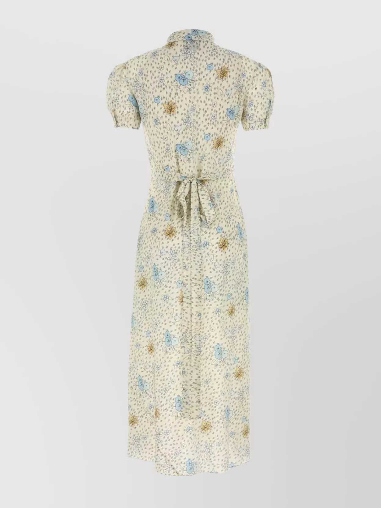 Miu Miu Silk Dress With Floral Print And Tie Waist