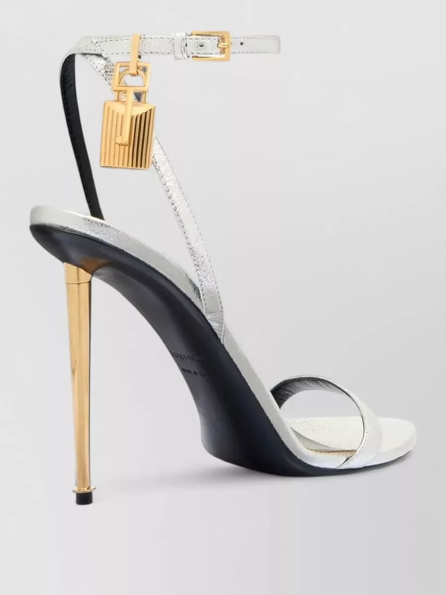 Tom Ford Leather Metallic Padlock Pointed-Toe Sandals