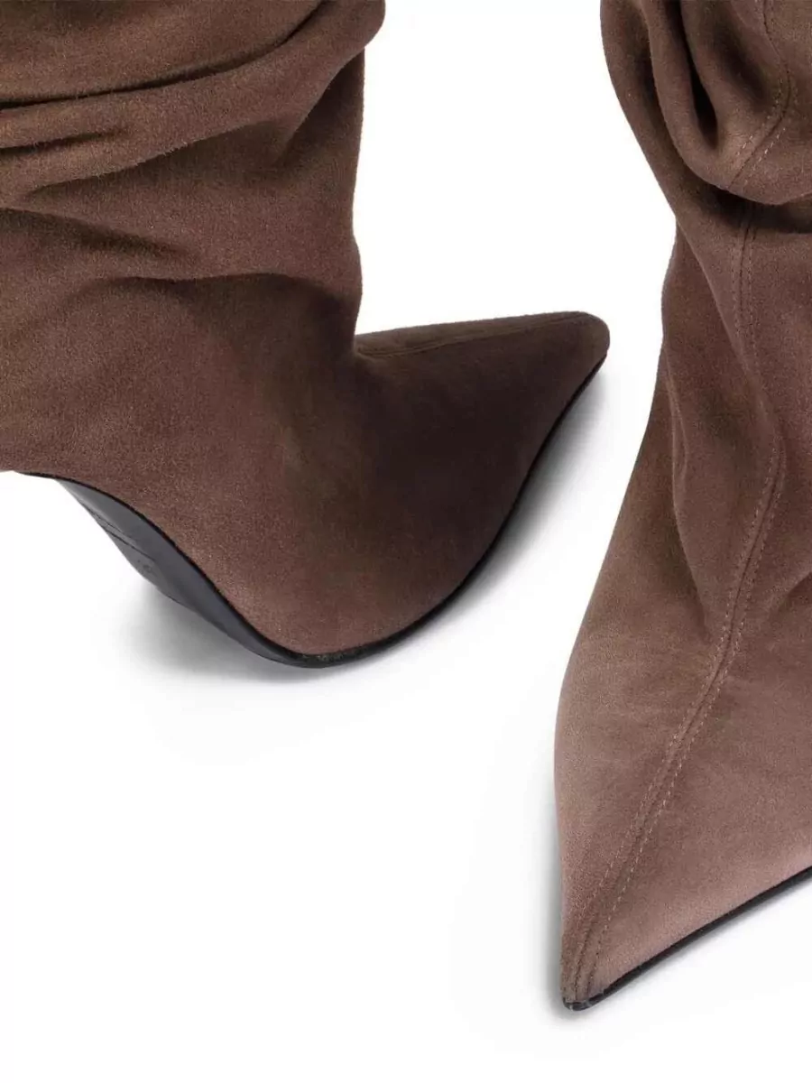 Le Silla Suede Ruched Stiletto Knee-High Boots