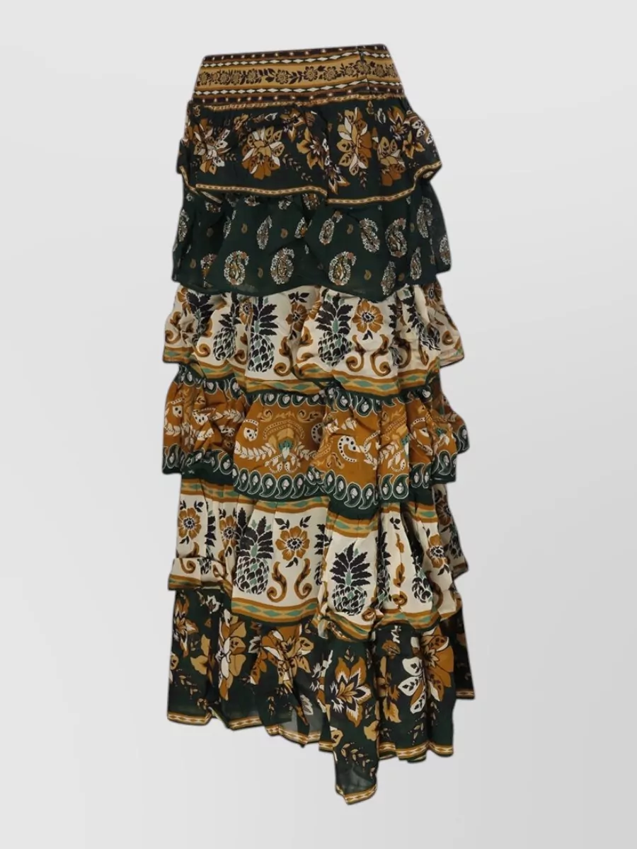 Farm Rio Printed Ruffled Maxi Skirt