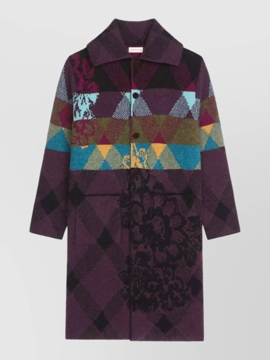 Dries Van Noten Wool alpaca oversized floral patchwork cardigan