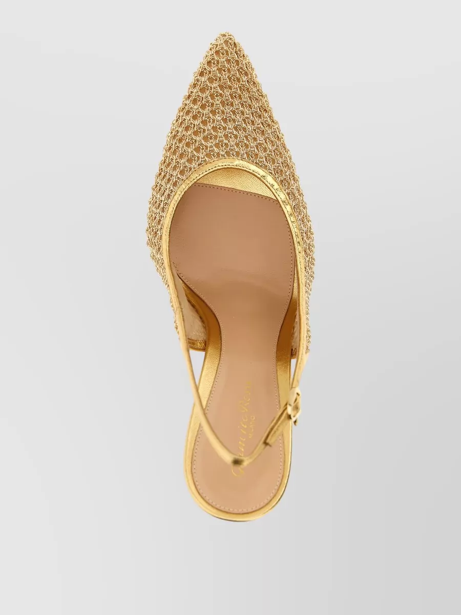 Gianvito Rossi Nikki Mesh Slingback Pumps Metallic Stiletto