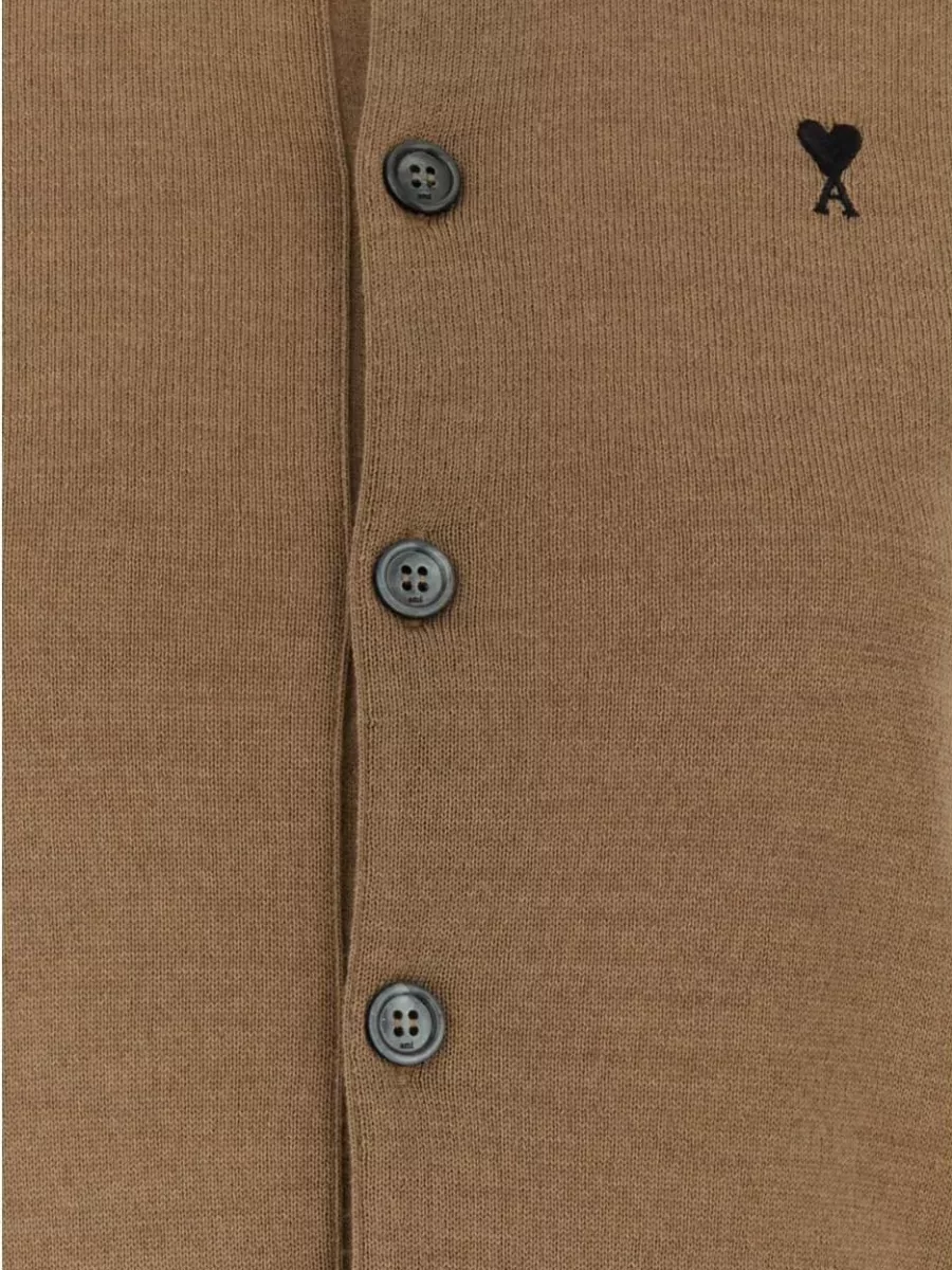 Ami Paris Merino Wool Cardigan