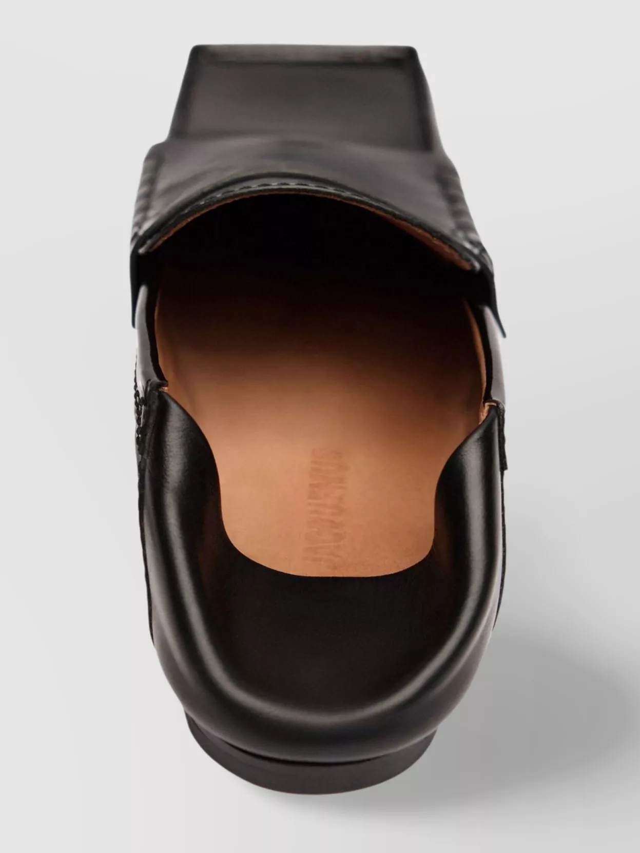Jacquemus Square Toe Leather Sole Loafers In Black
