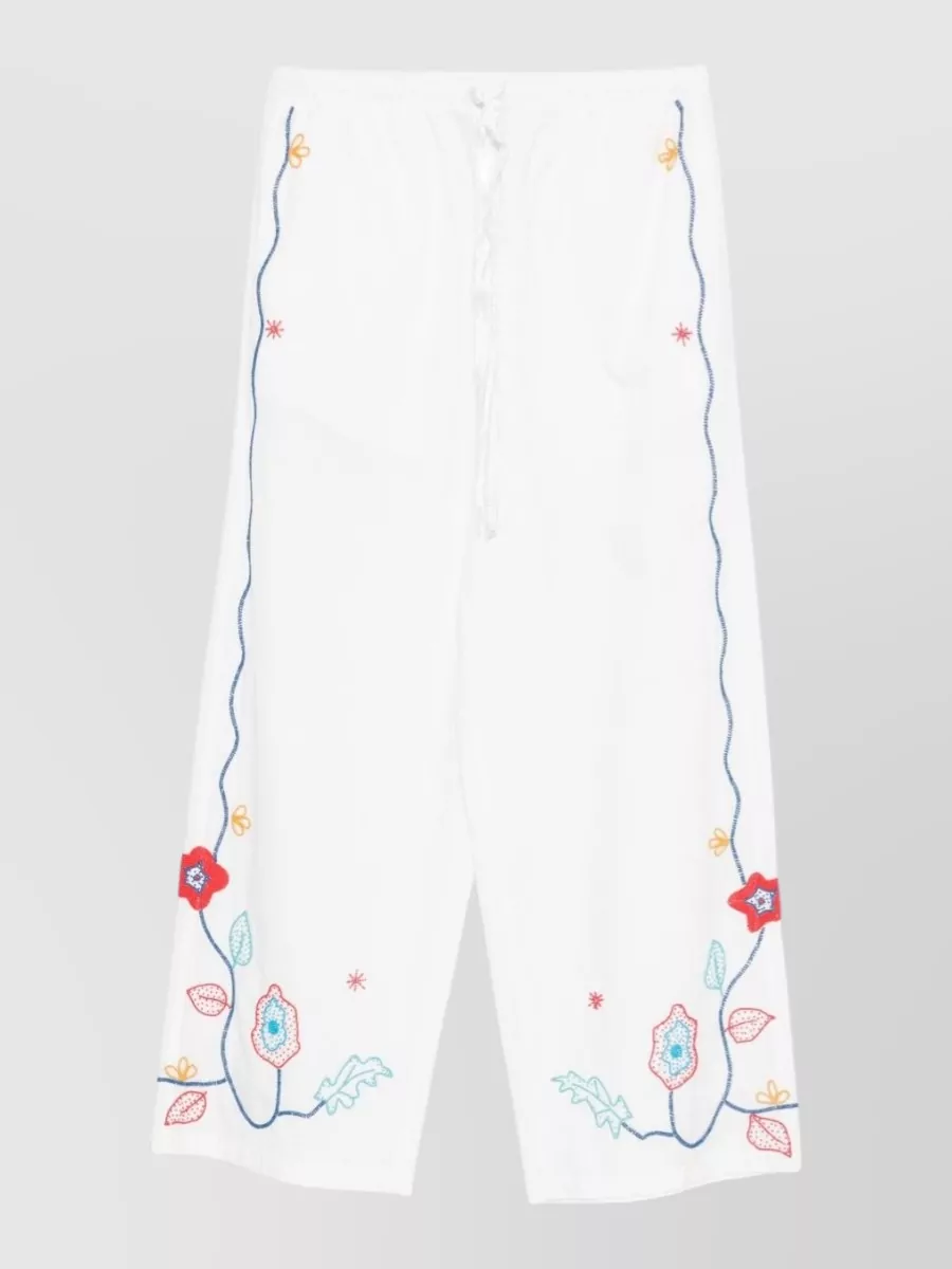 Forte Forte Embroidered Cropped Wide-Leg Trousers