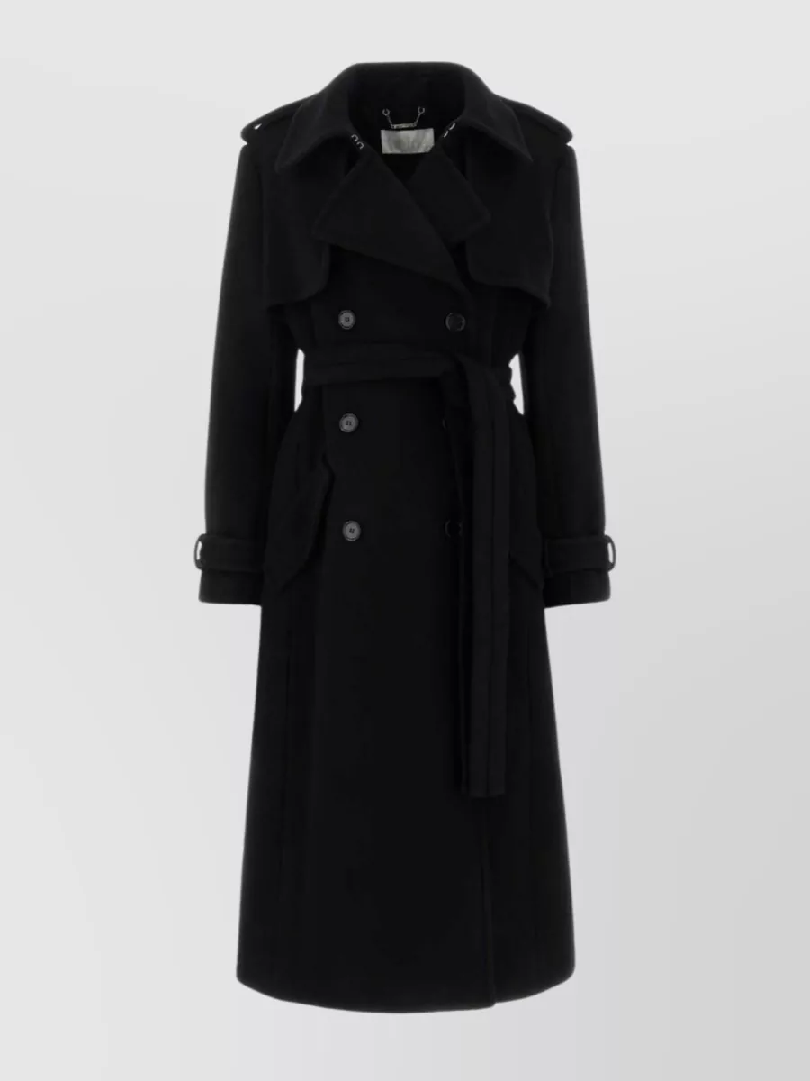 Shop Chloé Sophisticated Wool Blend Coat In Black