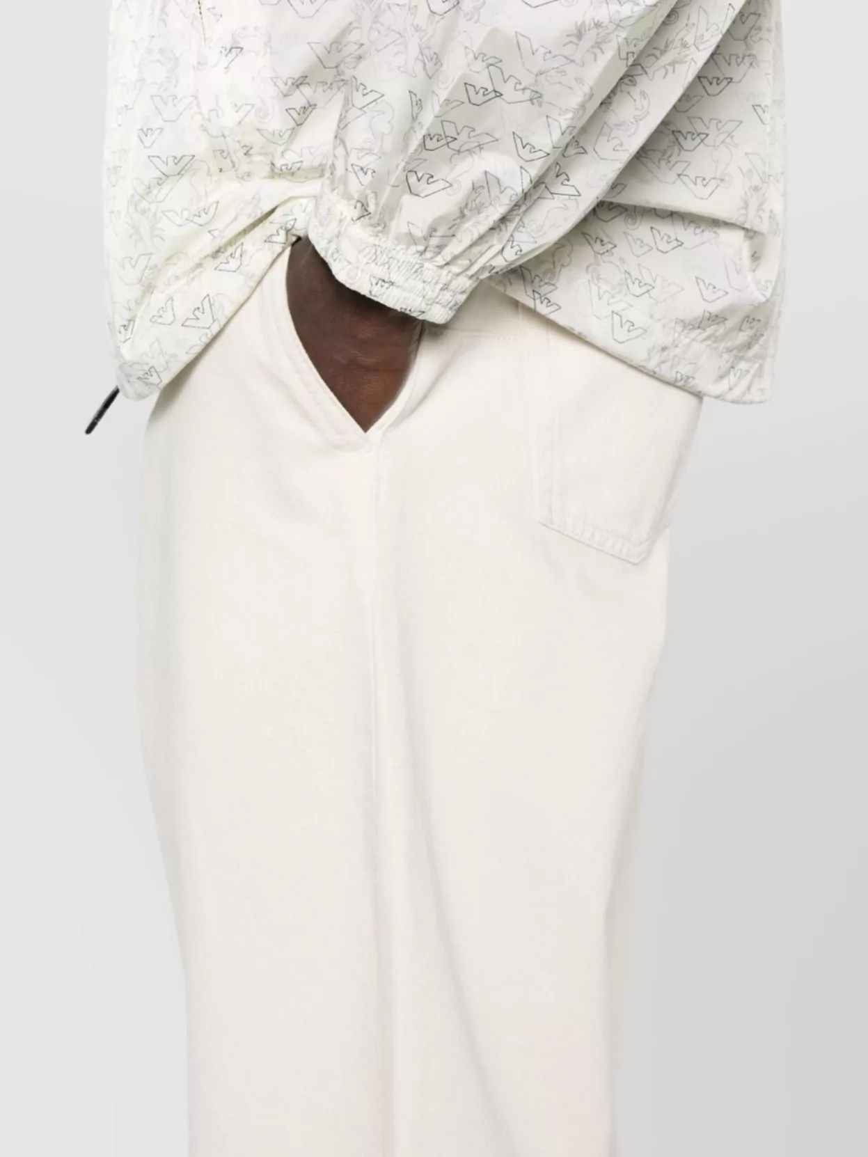 Emporio Armani Wide Leg Cotton Blend Trousers
