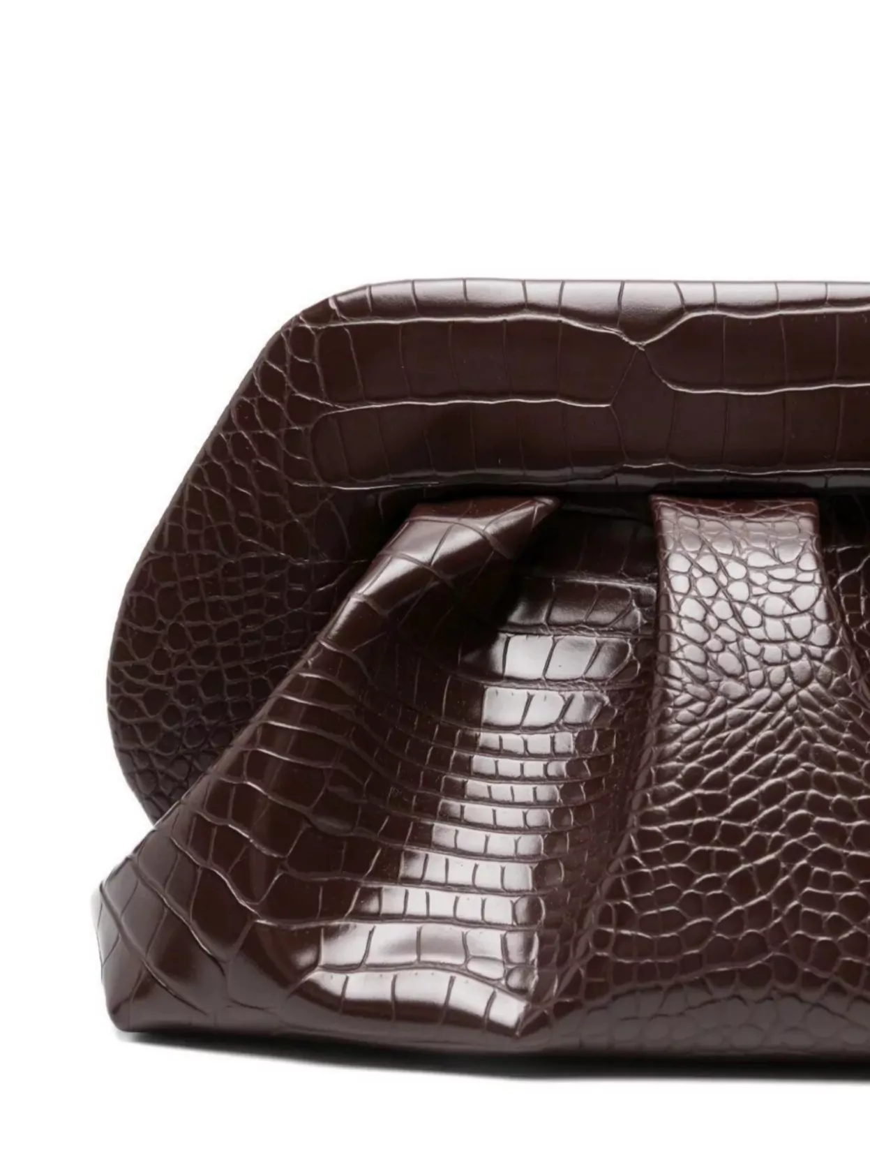 Themoiré Croco Texture Pleated Clutch Bag