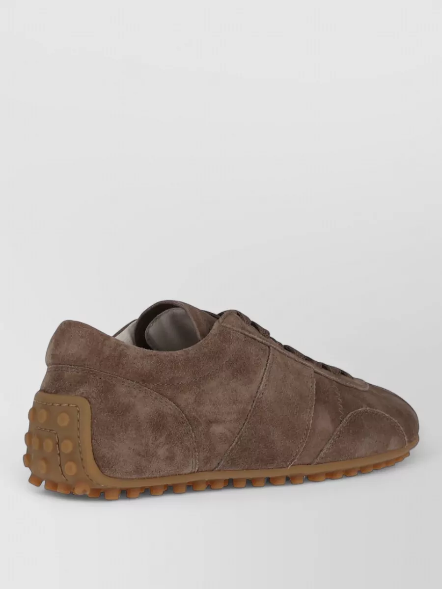 Tod's Suede Low Top Sneakers With Rubber Sole